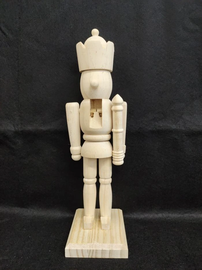 Christmas Wooden Unfinished Nutcracker DIY Unpainted Nutcracker Walnut Soldier